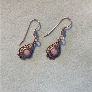 Silver and stone drop earrings